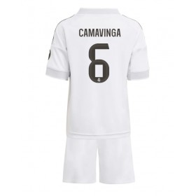 Dětské fotbalový komplet Real Madrid Eduardo Camavinga #6 Domácí košile 2025-26 Krátkým Rukávem